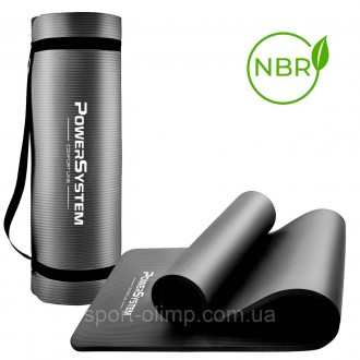 Килимок для йоги та фітнесу Power System PS-4017 NBR Fitness Yoga Mat Plus Black. . фото 2