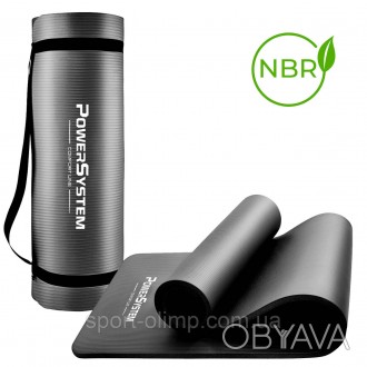 Килимок для йоги та фітнесу Power System PS-4017 NBR Fitness Yoga Mat Plus Black. . фото 1