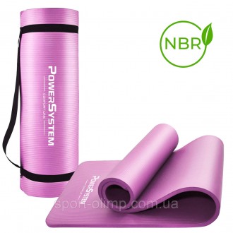 Килимок для йоги та фітнесу Power System PS-4017 NBR Fitness Yoga Mat Plus Pink . . фото 2