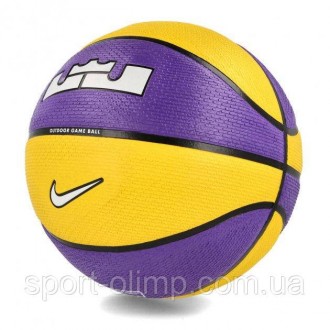 Мяч баскетбольный Nike PLAYGROUND 2.0 8P L JAMES DEFLATED COURT PURPLE/AMARILLO/. . фото 5
