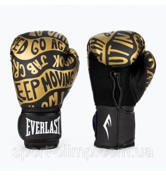 Боксерские перчатки Everlast Spark Boxing Gloves Черный Золотой 12 унций (919580. . фото 6