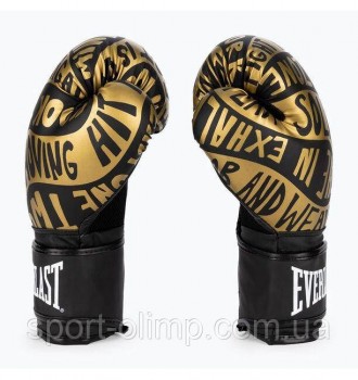 Боксерские перчатки Everlast Spark Boxing Gloves Черный Золотой 12 унций (919580. . фото 7