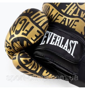 Боксерские перчатки Everlast Spark Boxing Gloves Черный Золотой 12 унций (919580. . фото 8