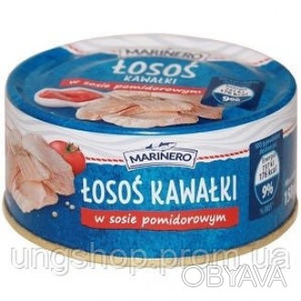 Marinero Losos Kawalki — это консервированный лосось кусочками в томатном соусе.. . фото 1