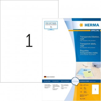 Прямокутні прозорі етикетки HERMA 4376 210x297 мм. для лазерного друку.
 
	Немає. . фото 2