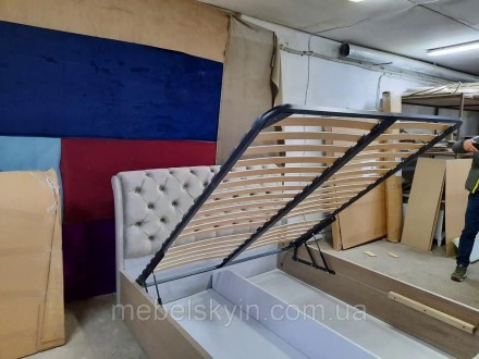 Пропонуємо стильне дерев'яне ліжко Стефані з підйомним механізмом із масиву. . фото 4