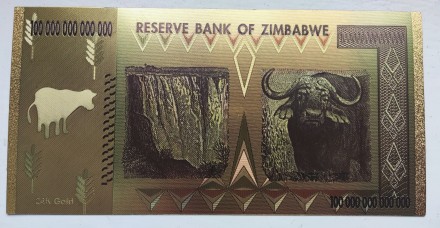 Сувенирная банкнота One Hundred Trillion Dollars Zimbabwe, ПЭТ+фольга, высыл пос. . фото 4