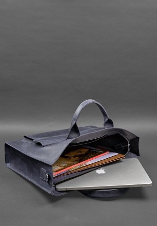 Шкіряна сумка для ноутбука та документів Універсальна синя Crazy Horse
Універсал. . фото 10