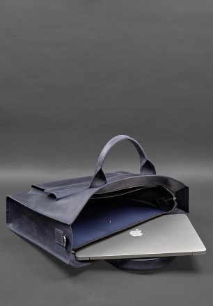 Шкіряна сумка для ноутбука та документів Універсальна синя Crazy Horse
Універсал. . фото 9