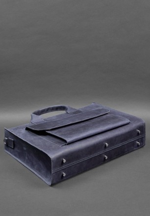Шкіряна сумка для ноутбука та документів Універсальна синя Crazy Horse
Універсал. . фото 6