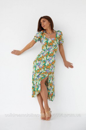  
Довге плаття з рослинним візерунком виготовлене з натурального якісного матері. . фото 2