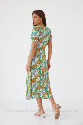  
Довге плаття з рослинним візерунком виготовлене з натурального якісного матері. . фото 3