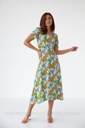  
Довге плаття з рослинним візерунком виготовлене з натурального якісного матері. . фото 7