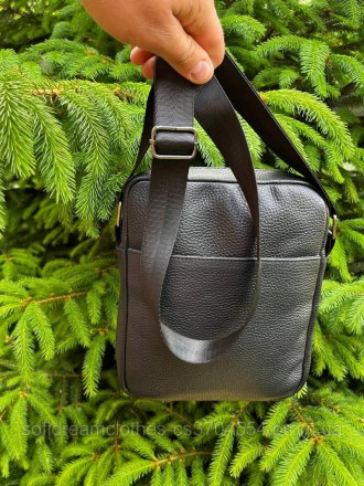 Мужская вместительная барсетка, качественная из натуральной кожи, черная сумка ч. . фото 10
