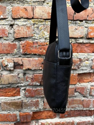 Мужская вместительная барсетка, качественная из натуральной кожи, черная сумка ч. . фото 15