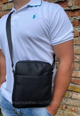 Мужская вместительная барсетка, качественная из натуральной кожи, черная сумка ч. . фото 12