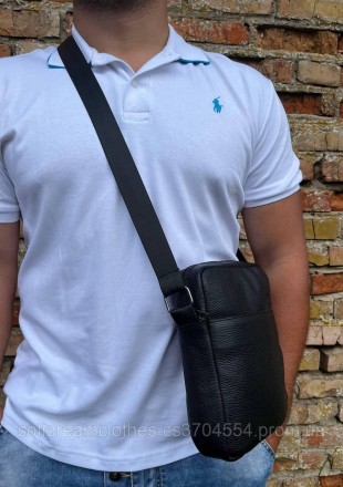 Мужская вместительная барсетка, качественная из натуральной кожи, черная сумка ч. . фото 14