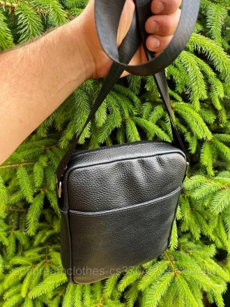 Мужская вместительная барсетка, качественная из натуральной кожи, черная сумка ч. . фото 9