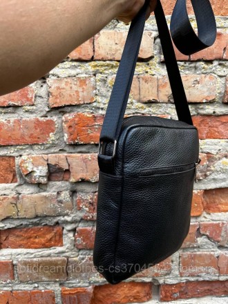 Мужская вместительная барсетка, качественная из натуральной кожи, черная сумка ч. . фото 16