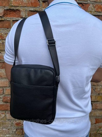 Мужская вместительная барсетка, качественная из натуральной кожи, черная сумка ч. . фото 5