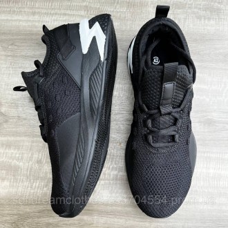 Стильные черные мужские кроссовки из текстиля лёгкие мужские кроссовки черного ц. . фото 9