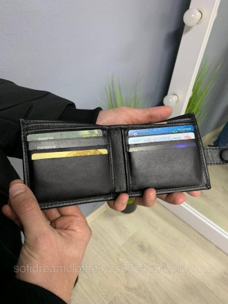 Чоловічий шкіряний гаманець чорний 
 
-6 відділень під карти
-2 додаткові кишені. . фото 5