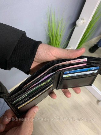 Чоловічий шкіряний гаманець чорний 
 
-6 відділень під карти
-2 додаткові кишені. . фото 4