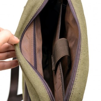 Вертикальная модель мужской сумки из парусины с кожаными вставками RH-1810-4lx о. . фото 6