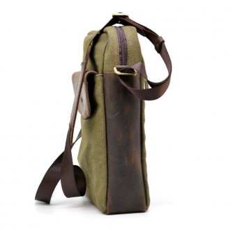 Вертикальная модель мужской сумки из парусины с кожаными вставками RH-1810-4lx о. . фото 3