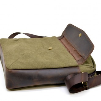Вертикальная модель мужской сумки из парусины с кожаными вставками RH-1810-4lx о. . фото 7