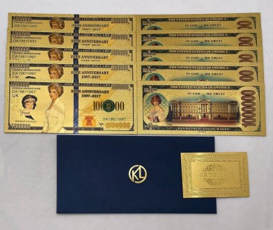 Сувенирная банкнота one million dollars Princess Diana, ПЭТ+фольга, высылаю посл. . фото 5
