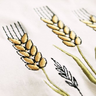 Жіноча футболка вишиванка з авторською вишивкою на рукавах Колосся пшениці – сим. . фото 4