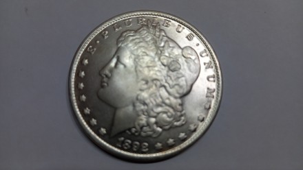 Сувенірна монета One dollar Morgan USA покрита сріблом 900 проби. Монета виготов. . фото 2