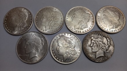 Сувенірна монета One dollar Morgan USA покрита сріблом 900 проби. Монета виготов. . фото 8