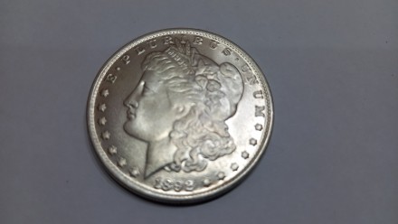 Сувенірна монета One dollar Morgan USA покрита сріблом 900 проби. Монета виготов. . фото 12