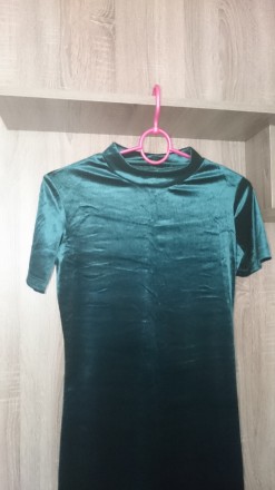 Платье Inditex женское велюровое. Размер 44, цвет тёмно - зелёный. Материал - то. . фото 5