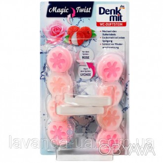 Таблетки для чистки туалета и унитаза Denkmit WC-Stein Magic Twist Rose & Lychee. . фото 1