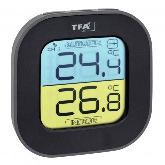 Термометр цифровой TFA Fun, чёрный, внешний радиодатчик, 88x19x88 мм
 
Температу. . фото 2