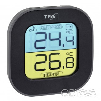 Термометр цифровой TFA Fun, чёрный, внешний радиодатчик, 88x19x88 мм
 
Температу. . фото 1