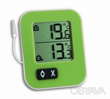 Термометр цифровой TFA Moxx 30104304, внешний проводной датчик, зелёный, 69x58x3. . фото 1