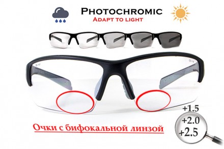 Бифокальные фотохромные защитные очки Global Vision Hercules-7 Photo. Bif. (+2.0. . фото 2