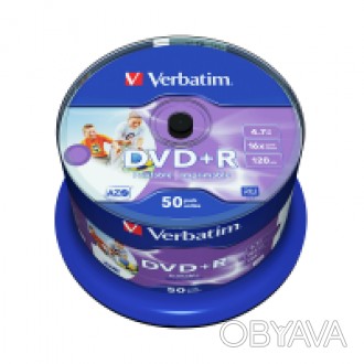 Носії інформації VERBATIM DVD+R 4,7Gb 16x Cake 50 pcs Printable 43512. . фото 1 Короткий опис:50 шт в уп - 400 шт в ящДодатковий опис:. . фото 1