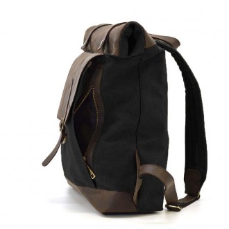 Ролл-ап рюкзак зі шкіри та канвас TARWA RGc-5191-3md сірий - рюкзак з верхньою г. . фото 9
