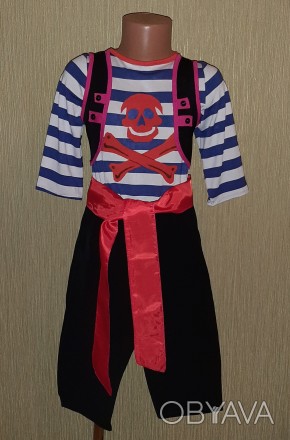 продам детский костюм пирата на рост 104, 3-4 лет, брюки черные длина 48, талия . . фото 1