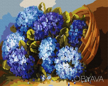 KGX8406 Синие цветы в корзине по номерам на холсте 40х50см в коробке
Комплектаци. . фото 1