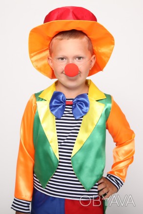  Клоун №4. Дитячий карнавальний костюм 
 Основна тканина: атлас; Оздоблювальна т. . фото 1
