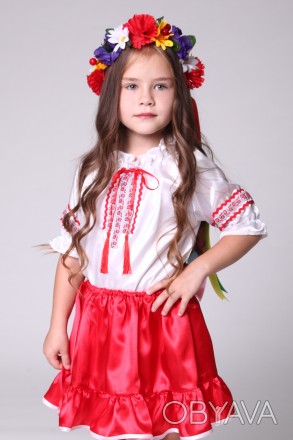  Вышиванка. Детская карнавальная блуза (девочка) Основная ткань: атлас. 
 Замеры. . фото 1