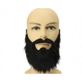 Борода з вусами накладна чорна карнавальна хутряна 21х22 см. Код товару 08041 
. . фото 2