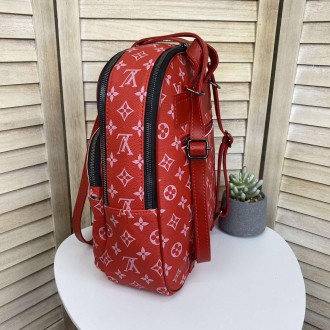 Женский городской рюкзак сумка в стиле Луи Витон, сумка-рюкзак эко кожа бежевый
. . фото 5