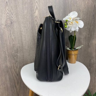 Модный женский рюкзак в стиле Луи Витон черный, сумка-рюкзак женская трансформер. . фото 5
